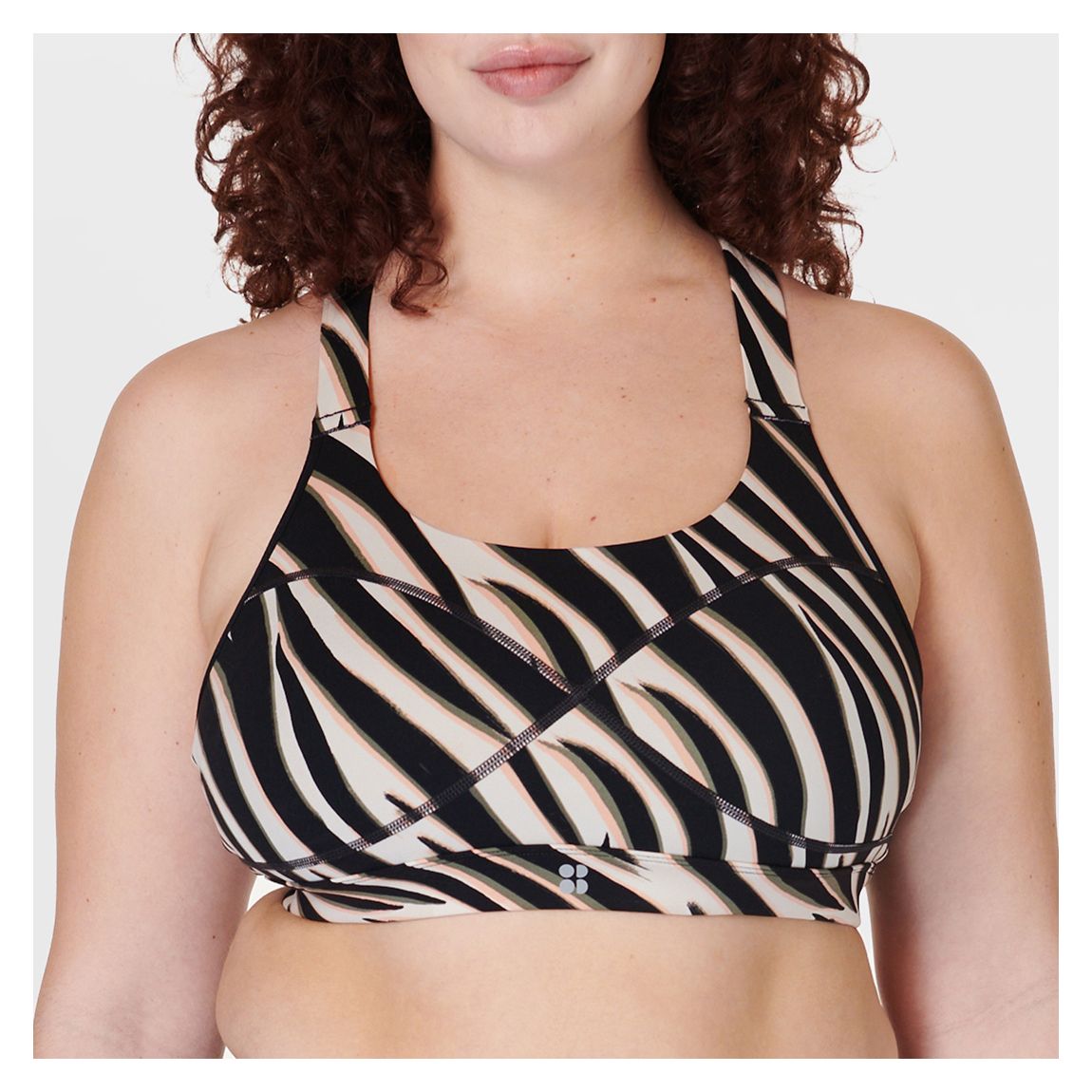 Power Medium Support Sports Bra - Black Waved Zebra Print main product photo