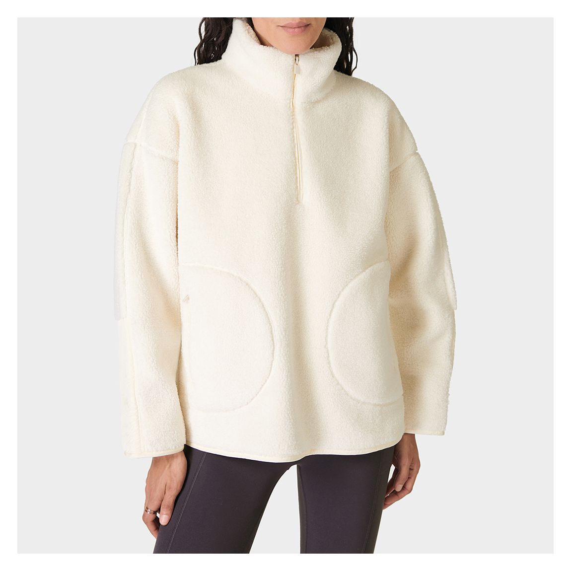 Plush Textured Half Zip - Studio White main product photo