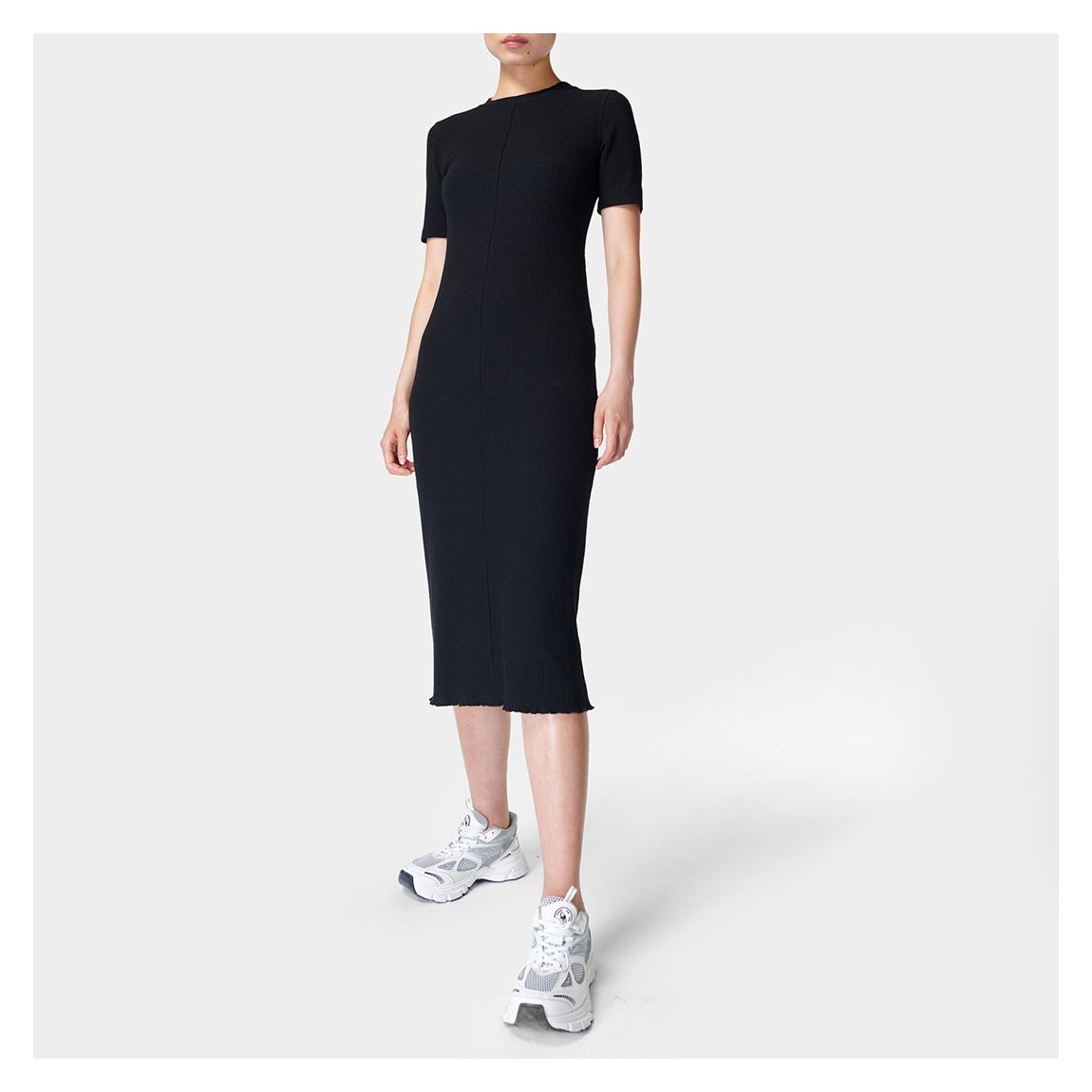 Ribbed Midi Dress - Black main product photo