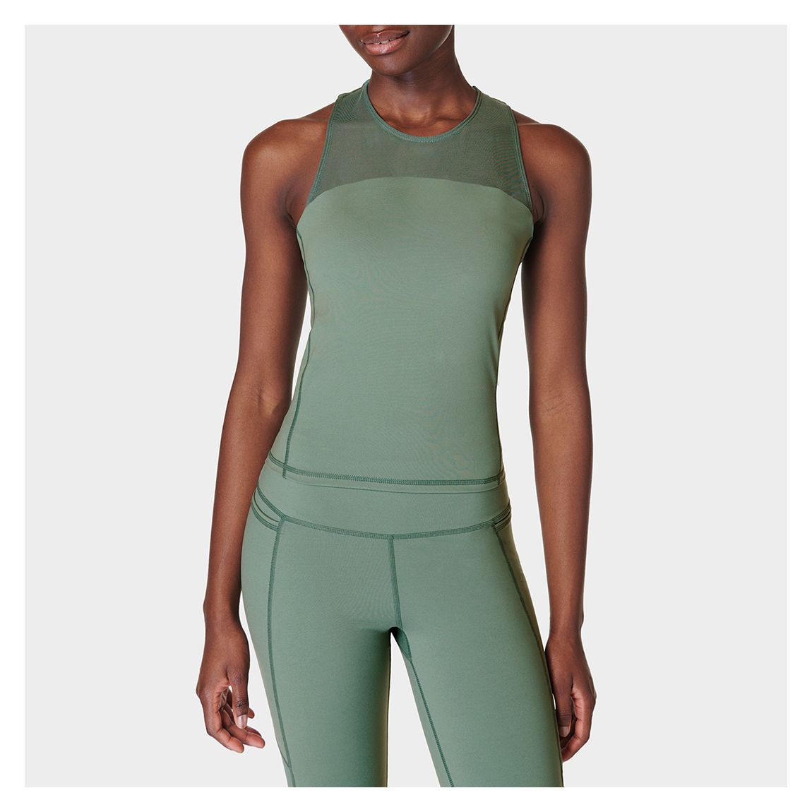 Power Illusion Workout Bra Tank - Cool Forest Green main product photo