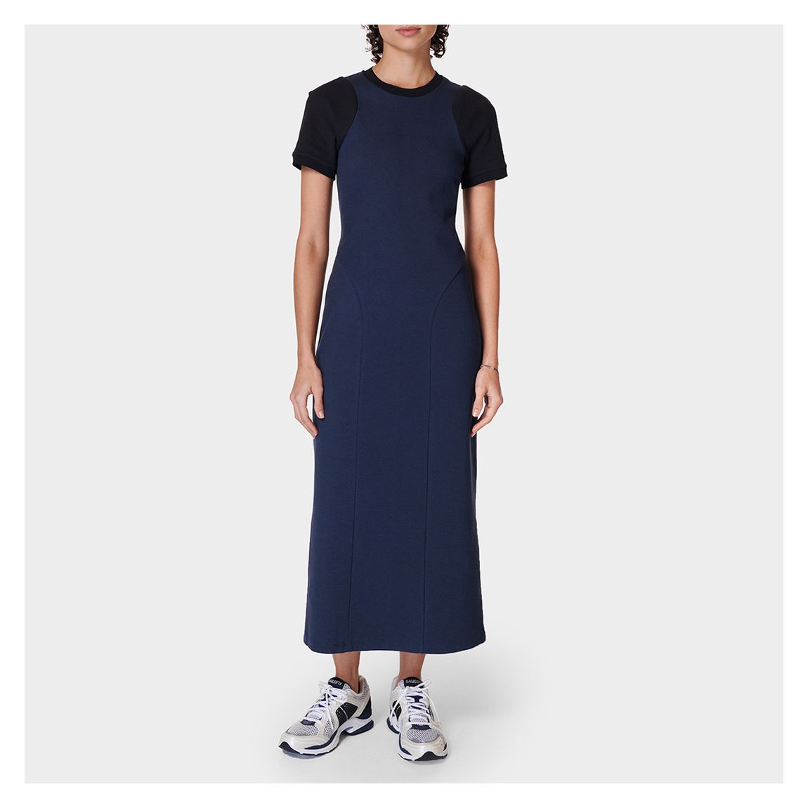 Racerblock Rib Midaxi Dress - Navy Blue main product photo