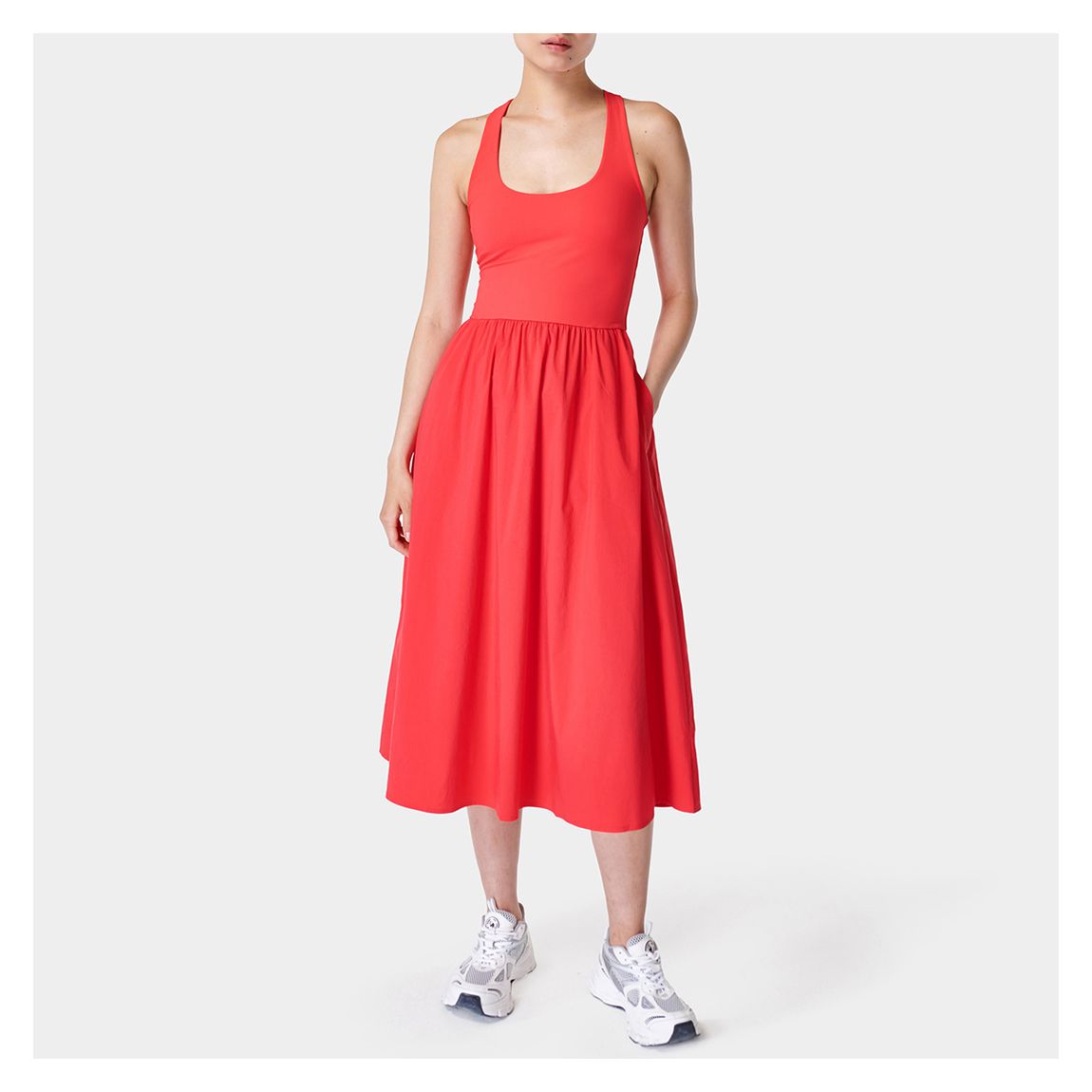 Explorer Ribbed Racer Dress - Tulip Red main product photo