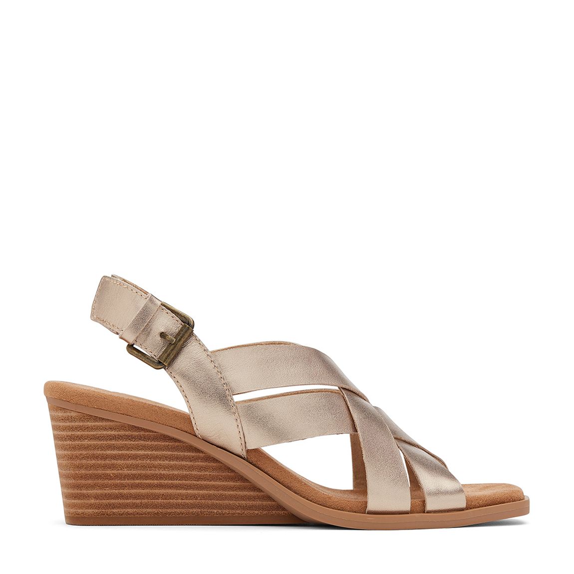 Women's Gold Leather Gracie Crossover Heeled Sandals main product photo