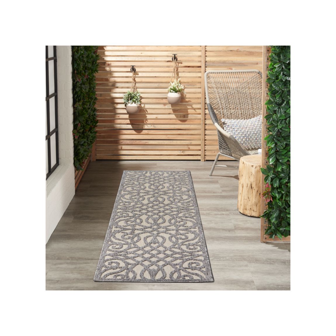 Cozumel Indoor Outdoor Rug Cream Grey - 229cm x 66cm main product photo