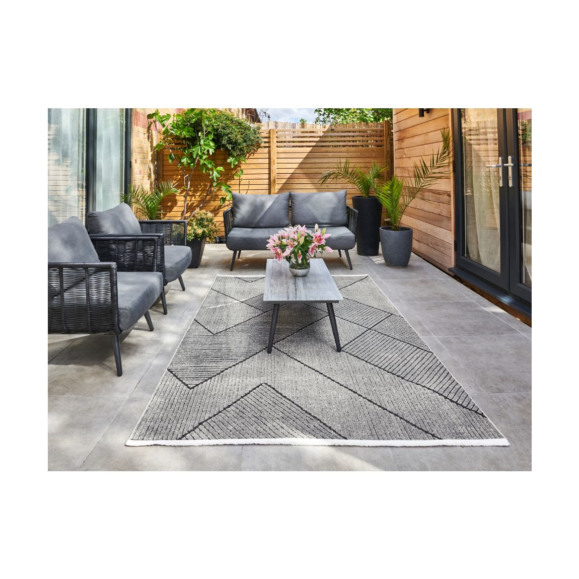 Jazz Indoor Outdoor Rug Grey Black - 220cm x 160cm main product photo
