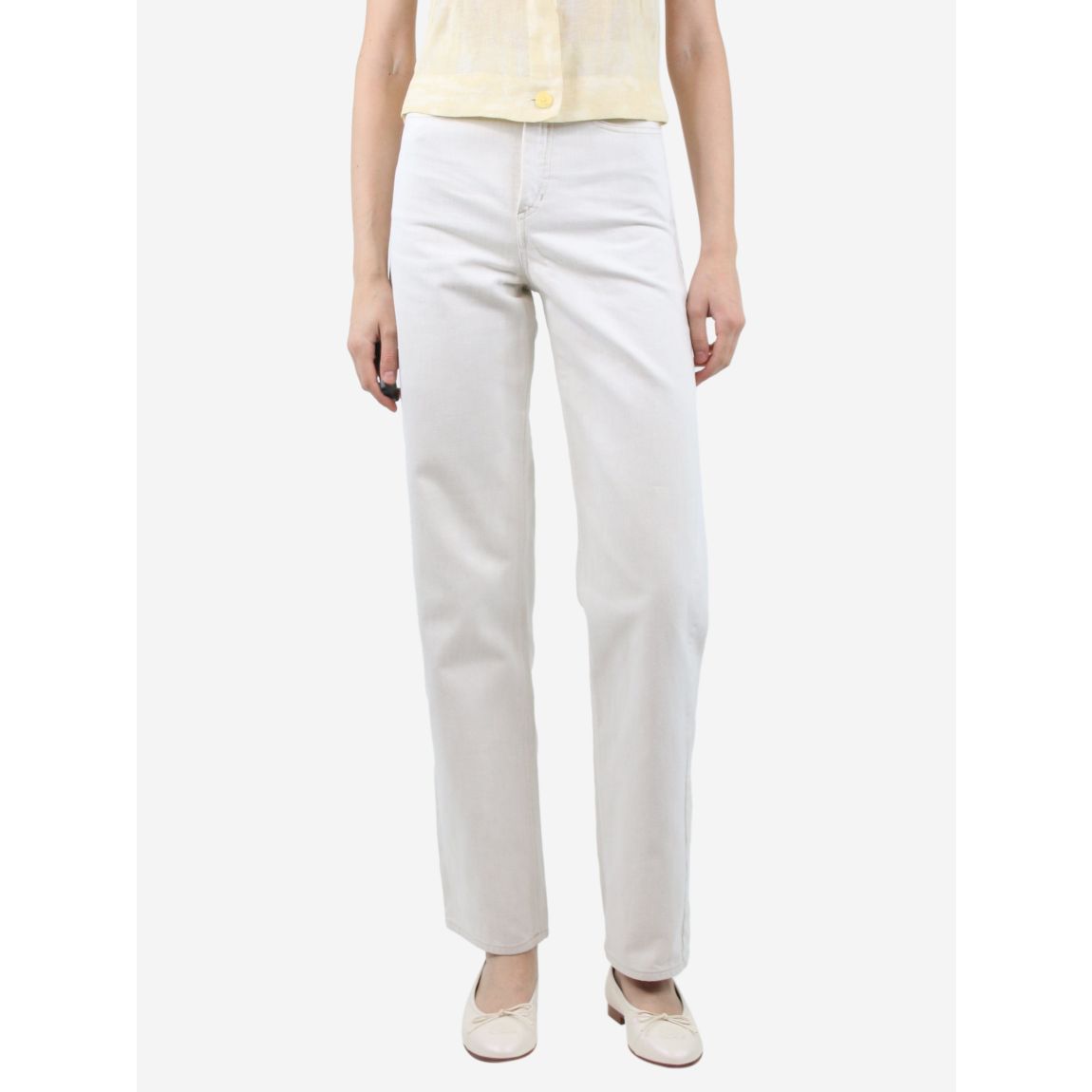 White contrast-stitched jeans main product photo