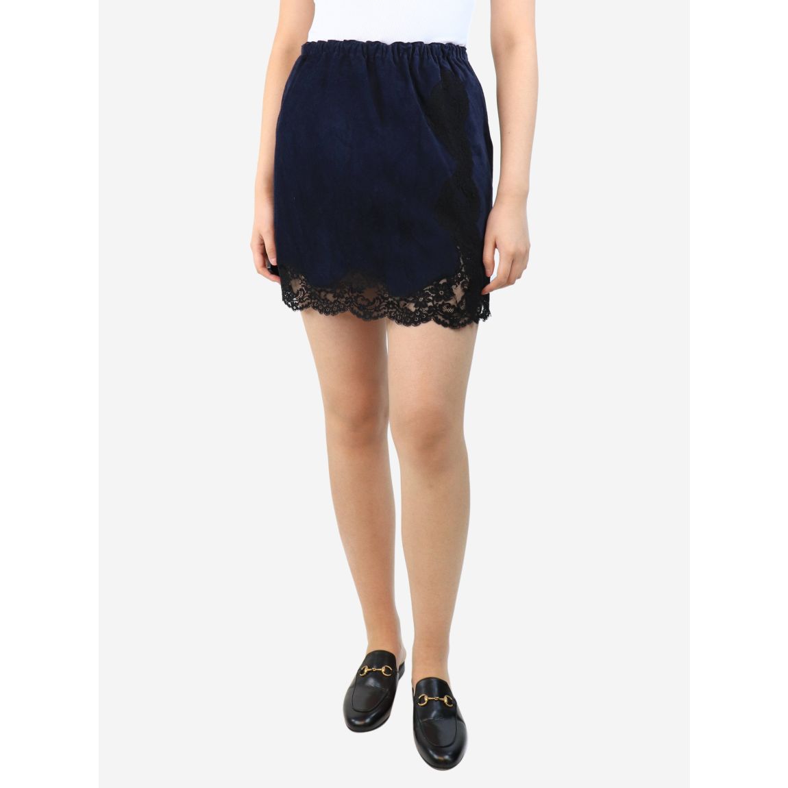 Chloe navy suede lace main product photo