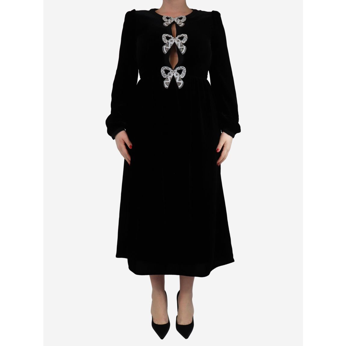 Saloni black Camille velvet main product photo