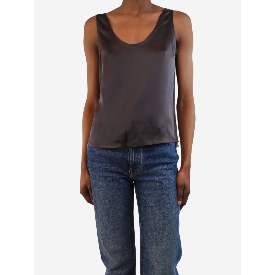 The Row brown satin tank main product photo