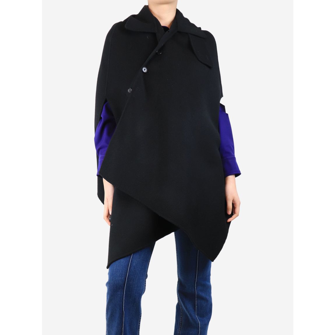 Joseph black hooded poncho. main product photo