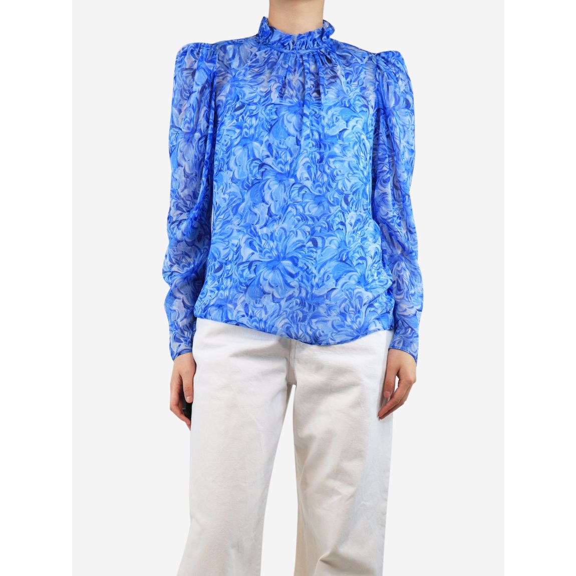 Saloni blue floral silk main product photo