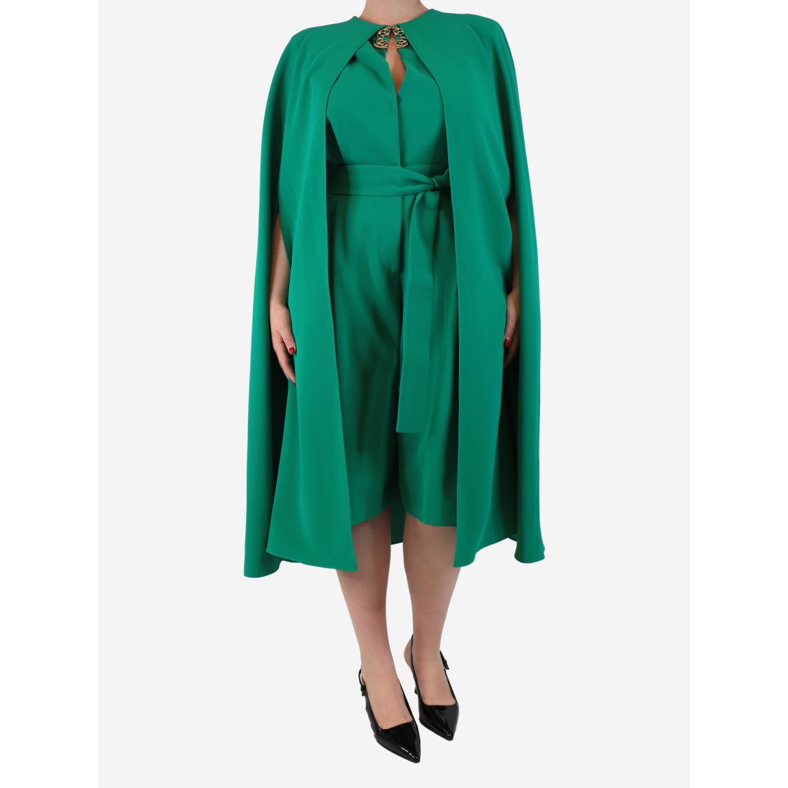 Jolly green crepe cape jumpsuit , UK 12 main product photo