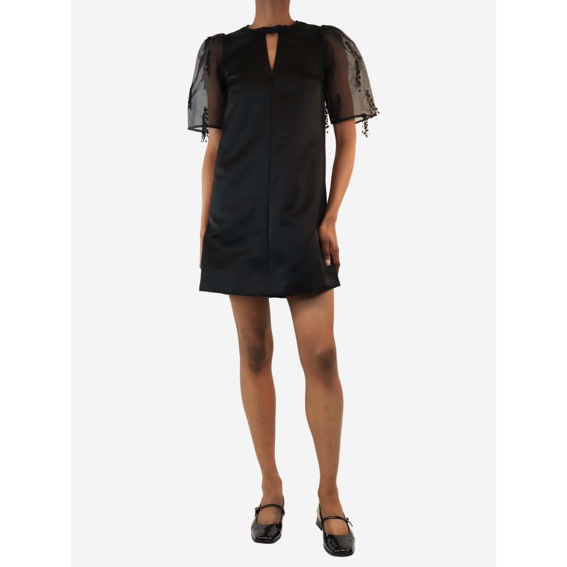 Ganni black fringed organza main product photo