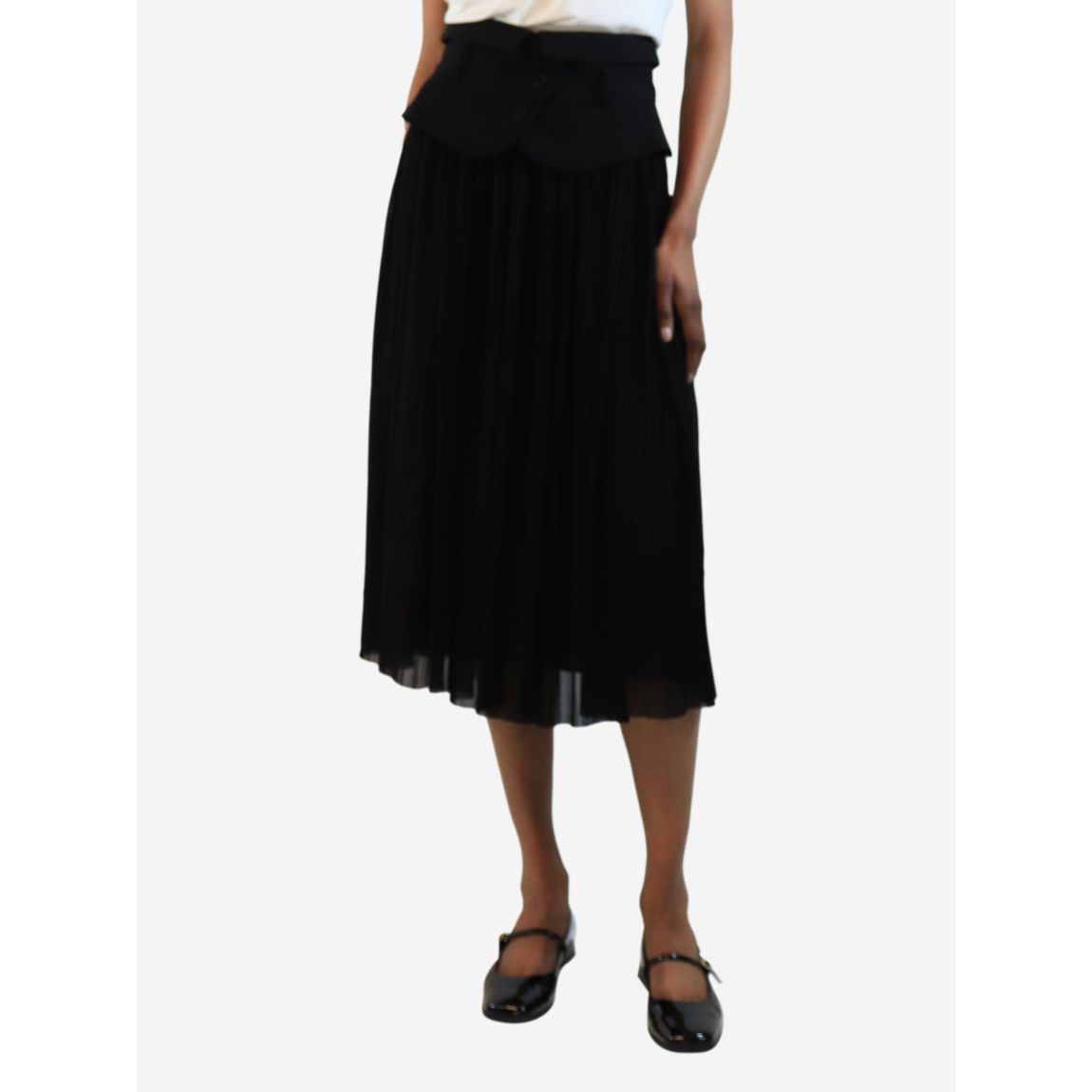 Black pleated peplum skirt main product photo