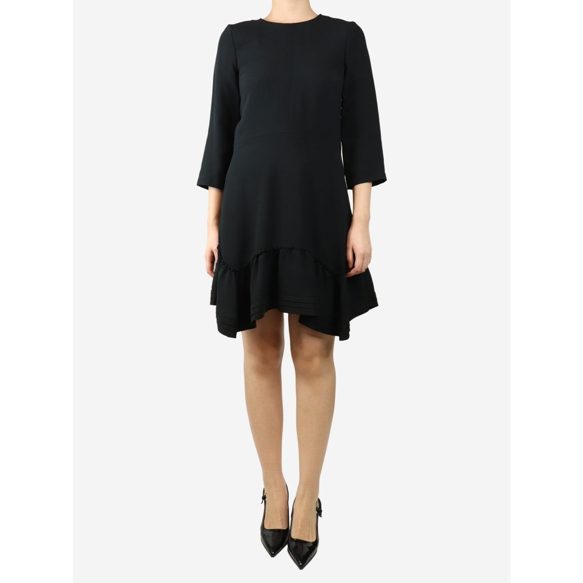 Chloe black ruffle-hem midi main product photo