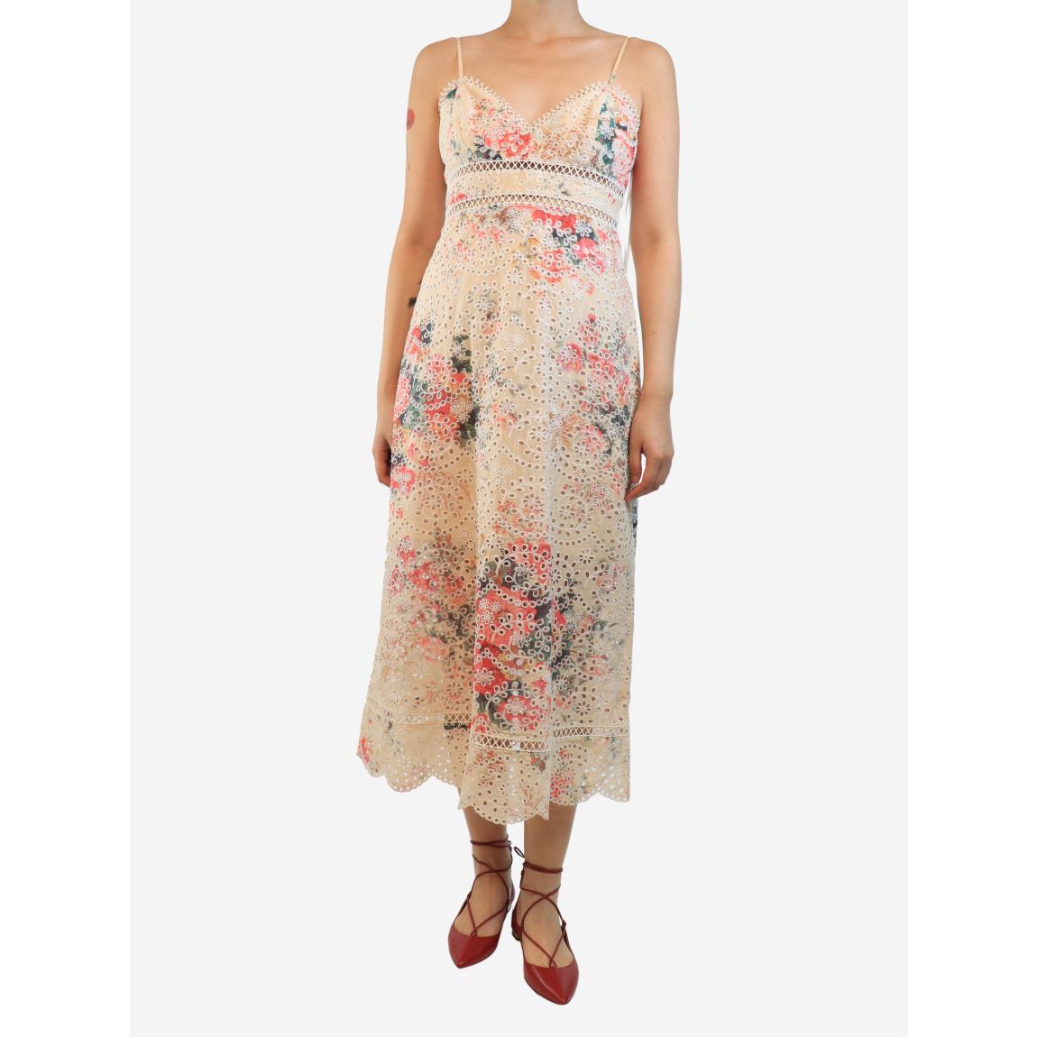 Multicolour floral embroidered midi dress main product photo