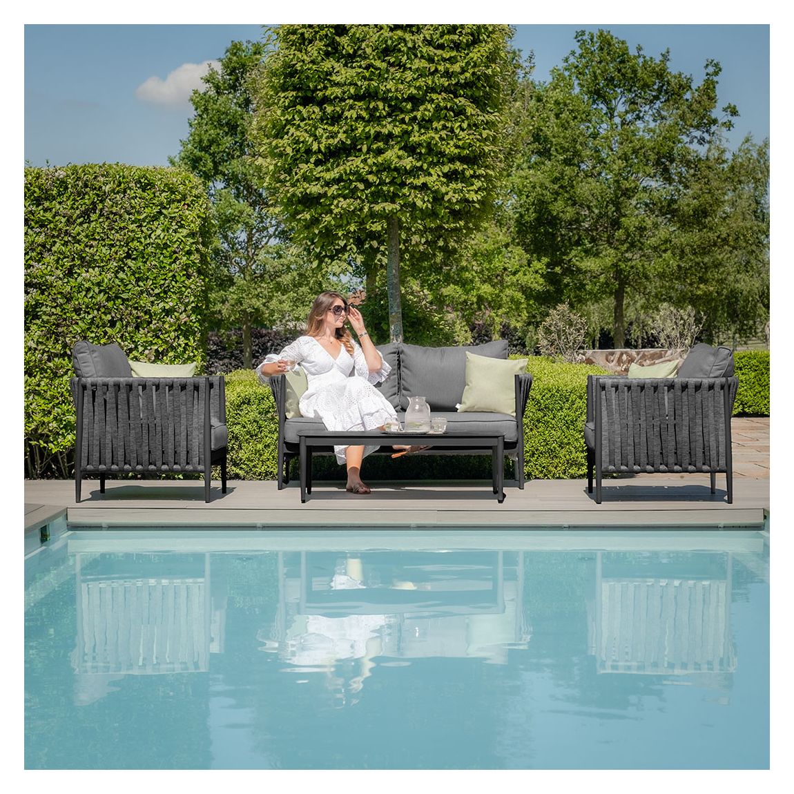 Milan 2 Seat Sofa Set - Charcoal main product photo