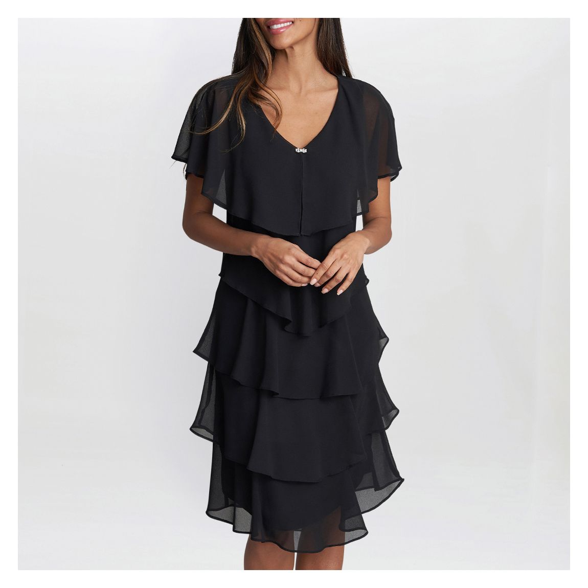 Black Bella Georgette Tiered Dress main product photo