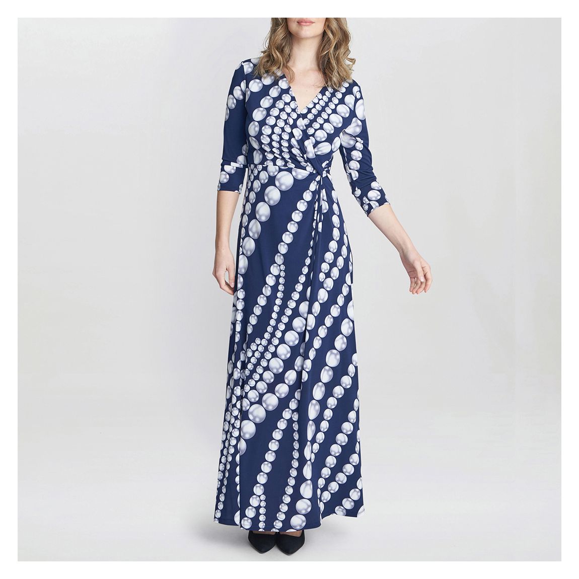 Navy/White Bead Print Maxi Dress main product photo