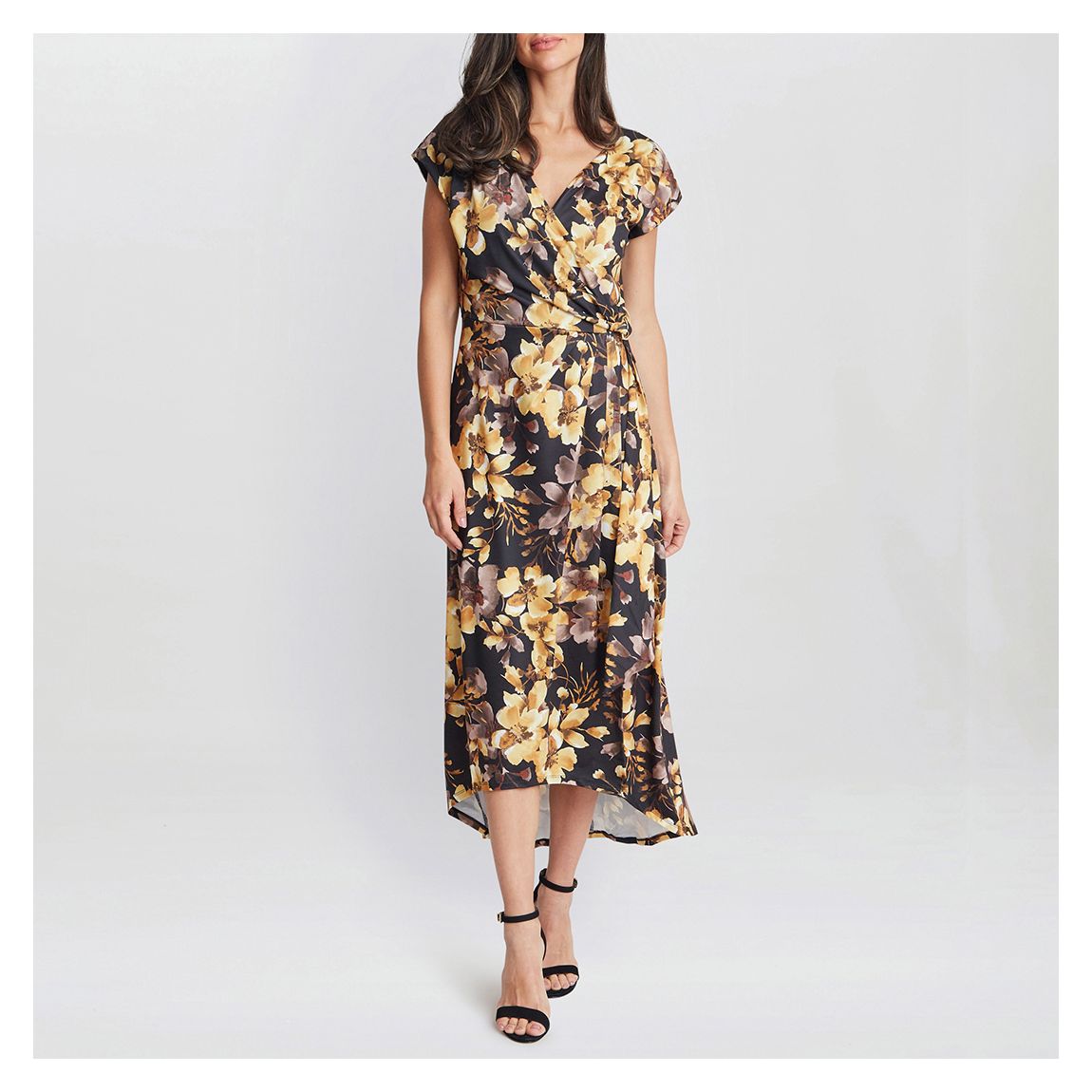 Black/Gold Remi Printed Midaxi Dress main product photo