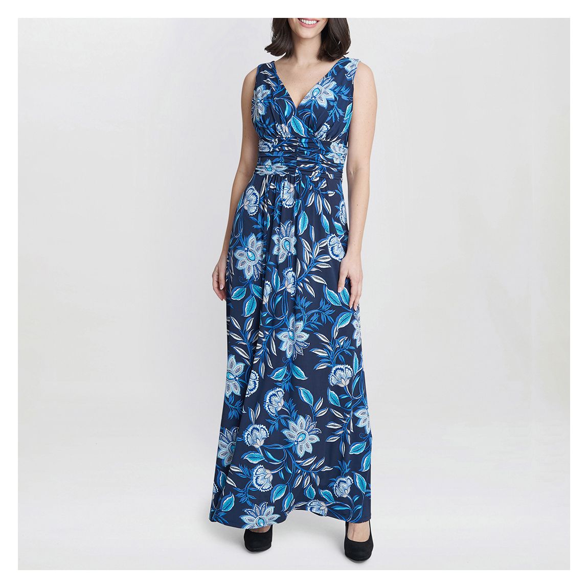 Navy/Teal Heather Printed Maxi Dress main product photo