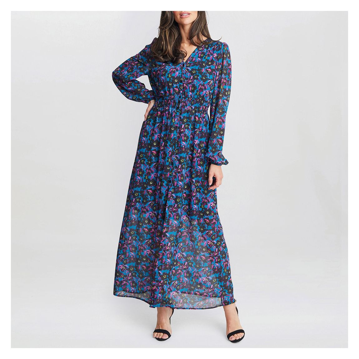 Multi Judy Button Down Long Sleeve Dress main product photo