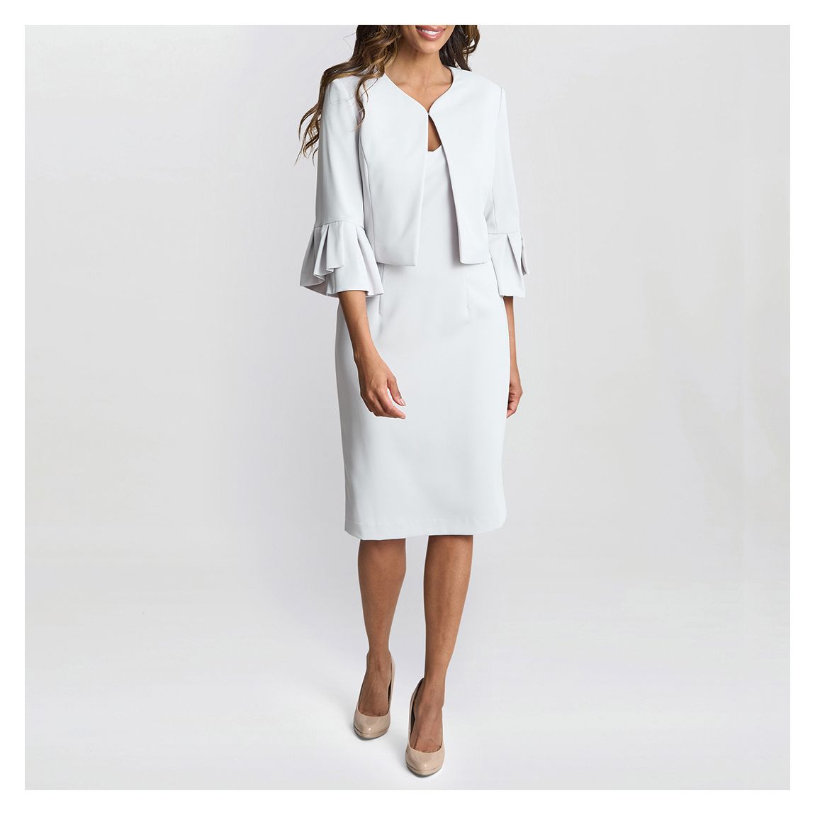 Silver Mist Melissa Crepe Dress & Jacket main product photo