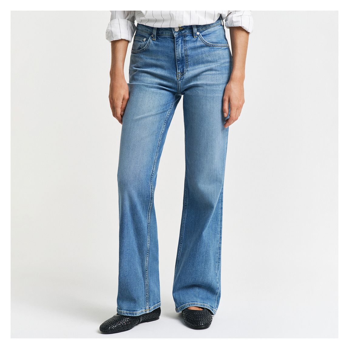 Light Blue Slim Flare Stretch Jeans main product photo