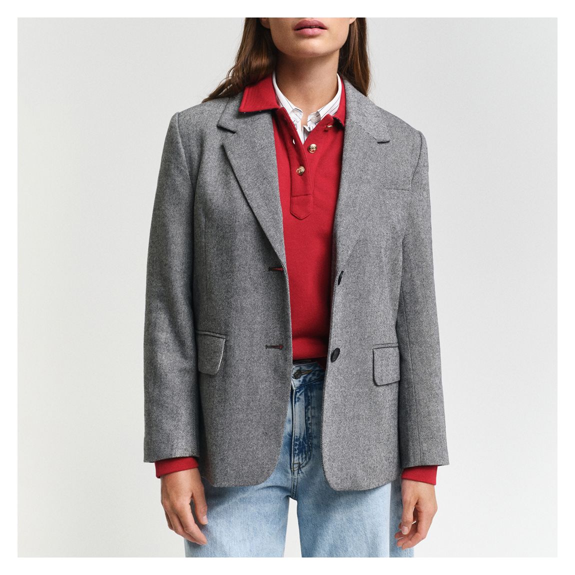 Grey Structure Wool Blend Blazer main product photo