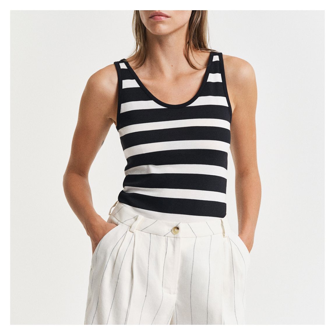 Black/White Striped Tank Top main product photo