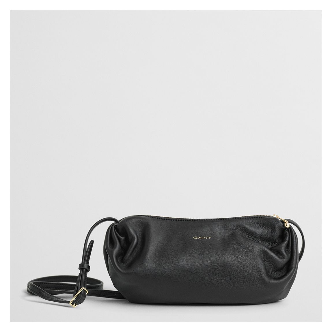 Black Lamb Leather Ruched Crossbody Bag main product photo