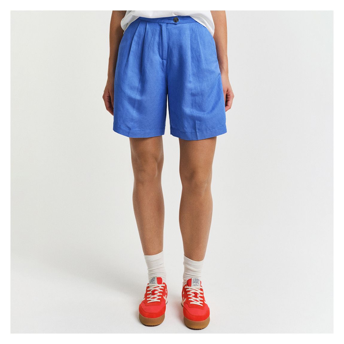 Blue Tailored Linen Shorts main product photo