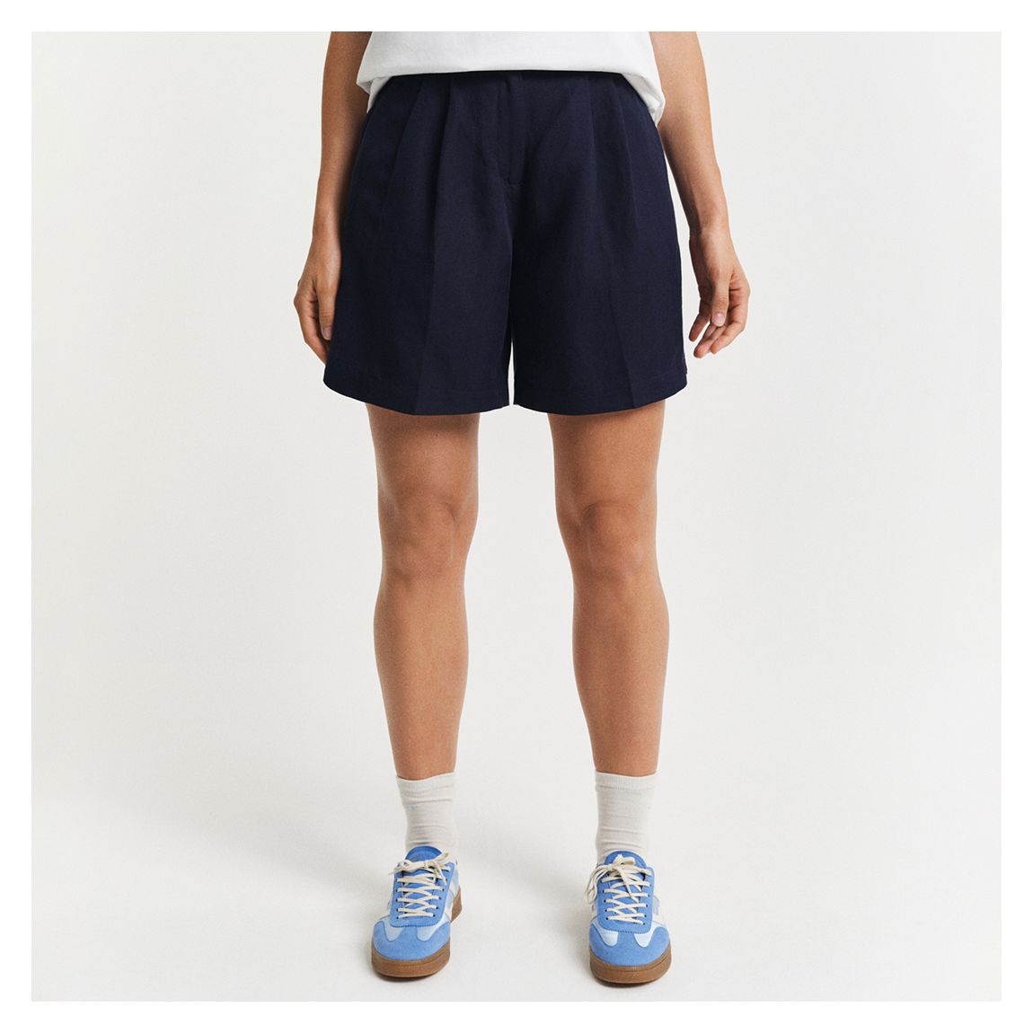 Navy Tailored Linen Shorts main product photo