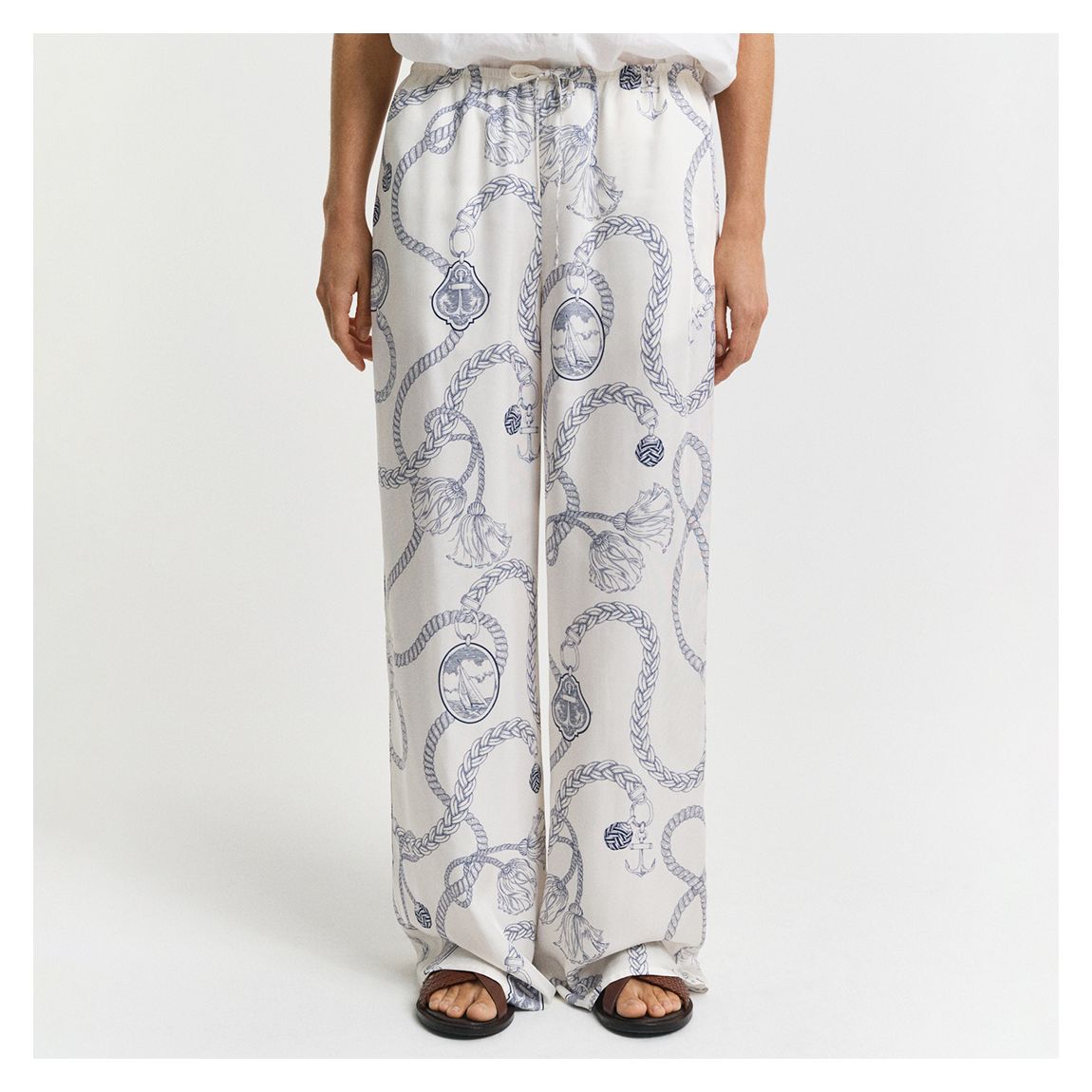 White Sailing Drawstring Trousers main product photo