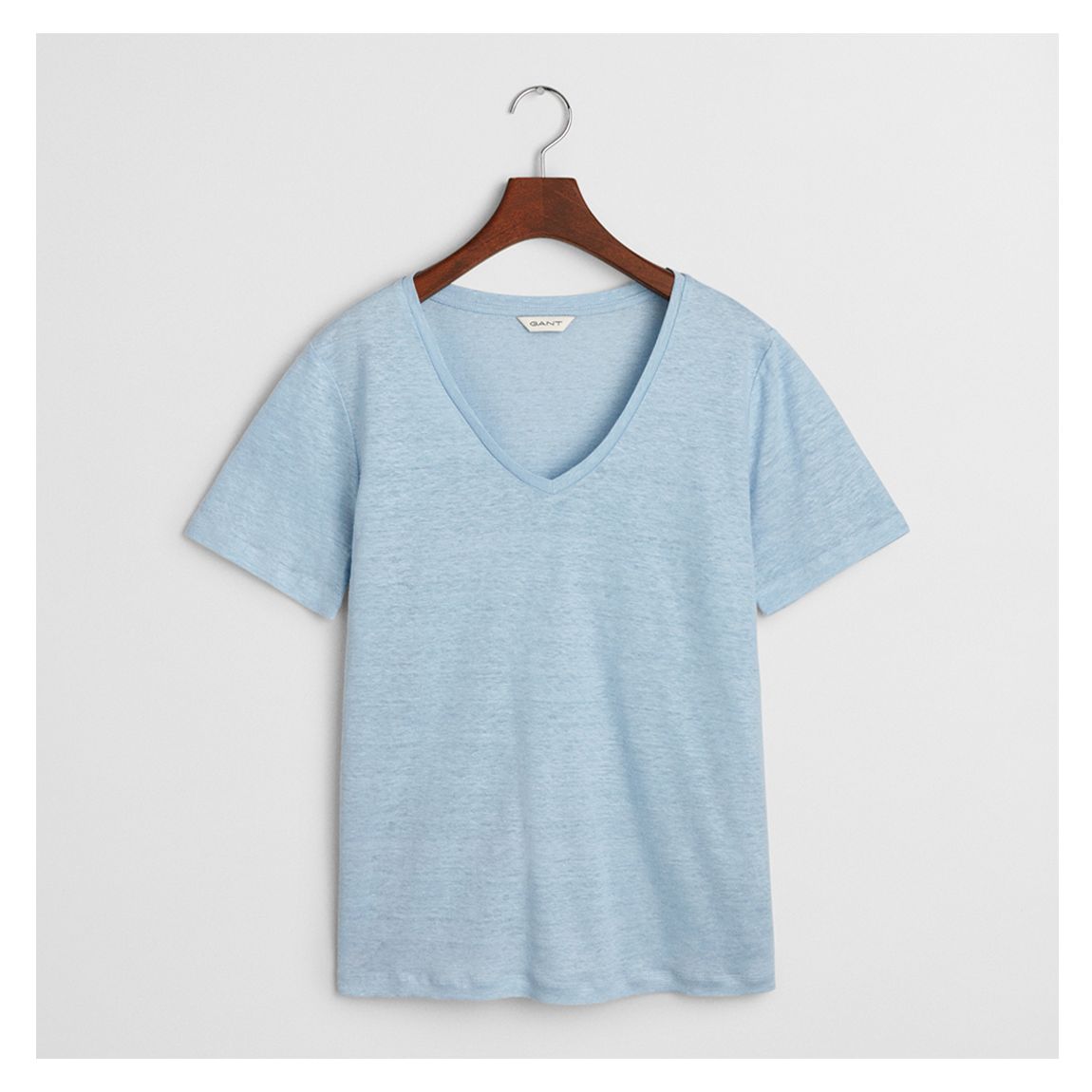 Blue Linen V-Neck T-Shirt main product photo