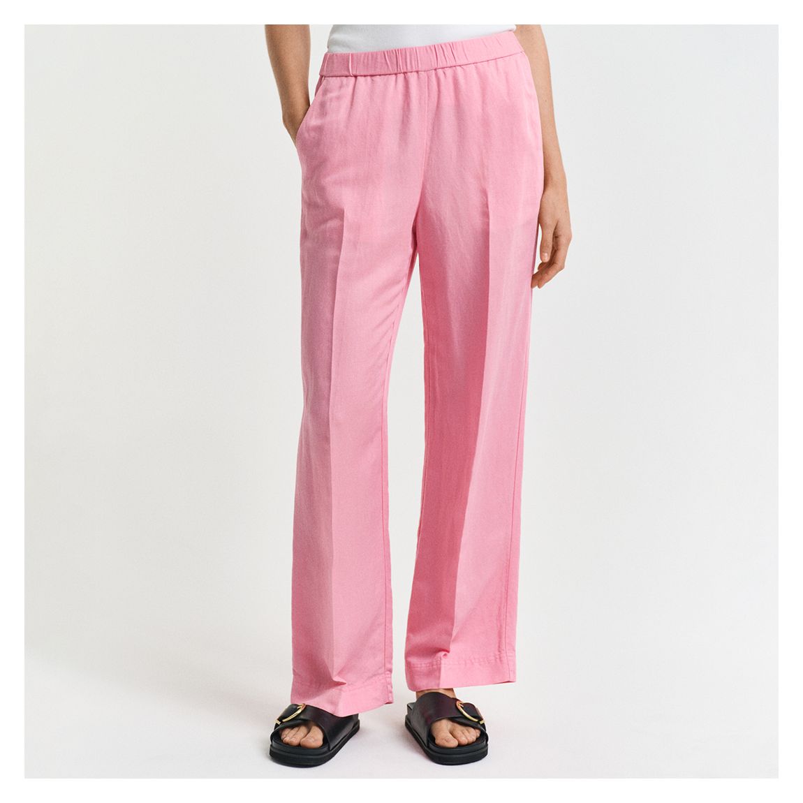 Pink Linen Blend Pull On Trousers main product photo