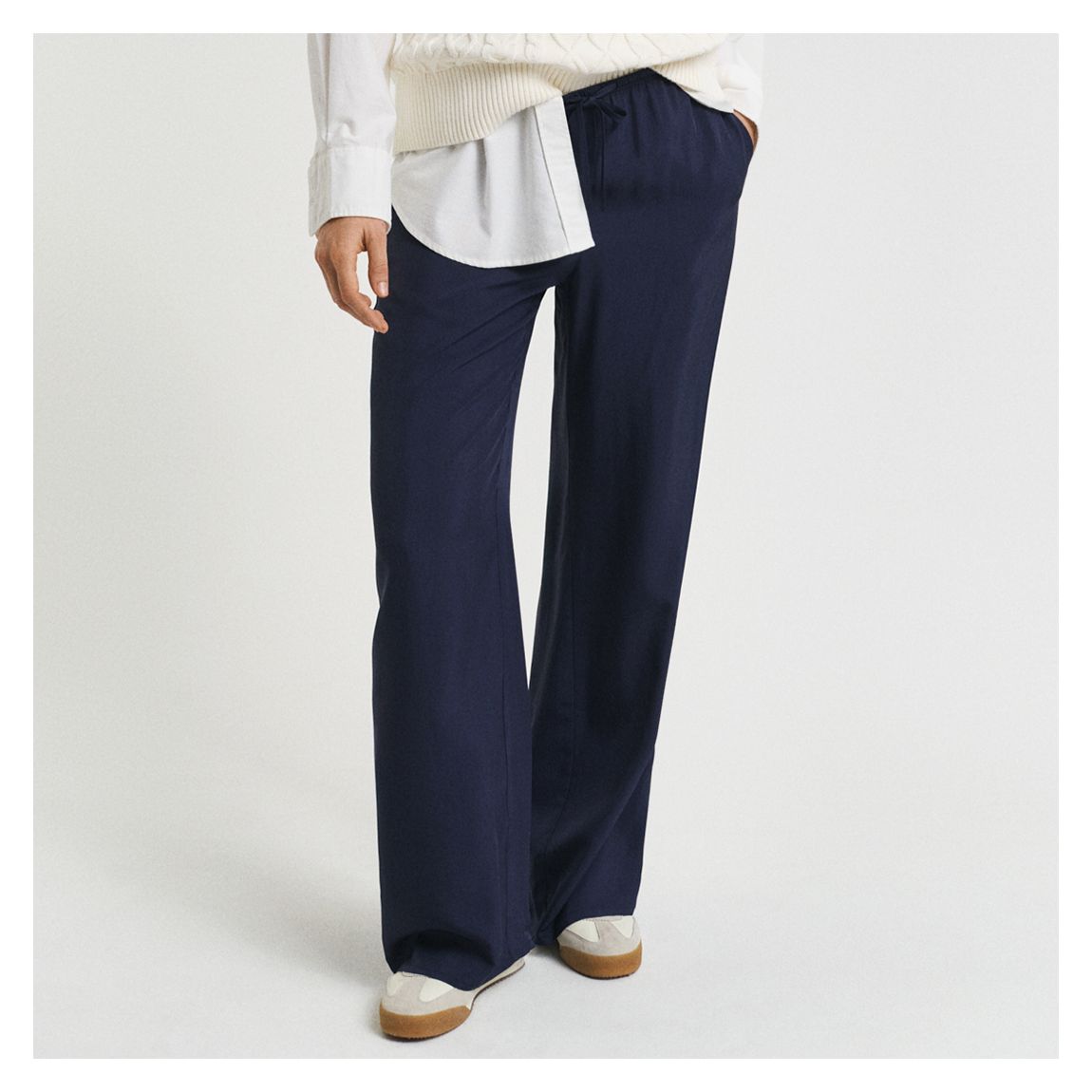 Navy Fluid Drawstring Trousers main product photo