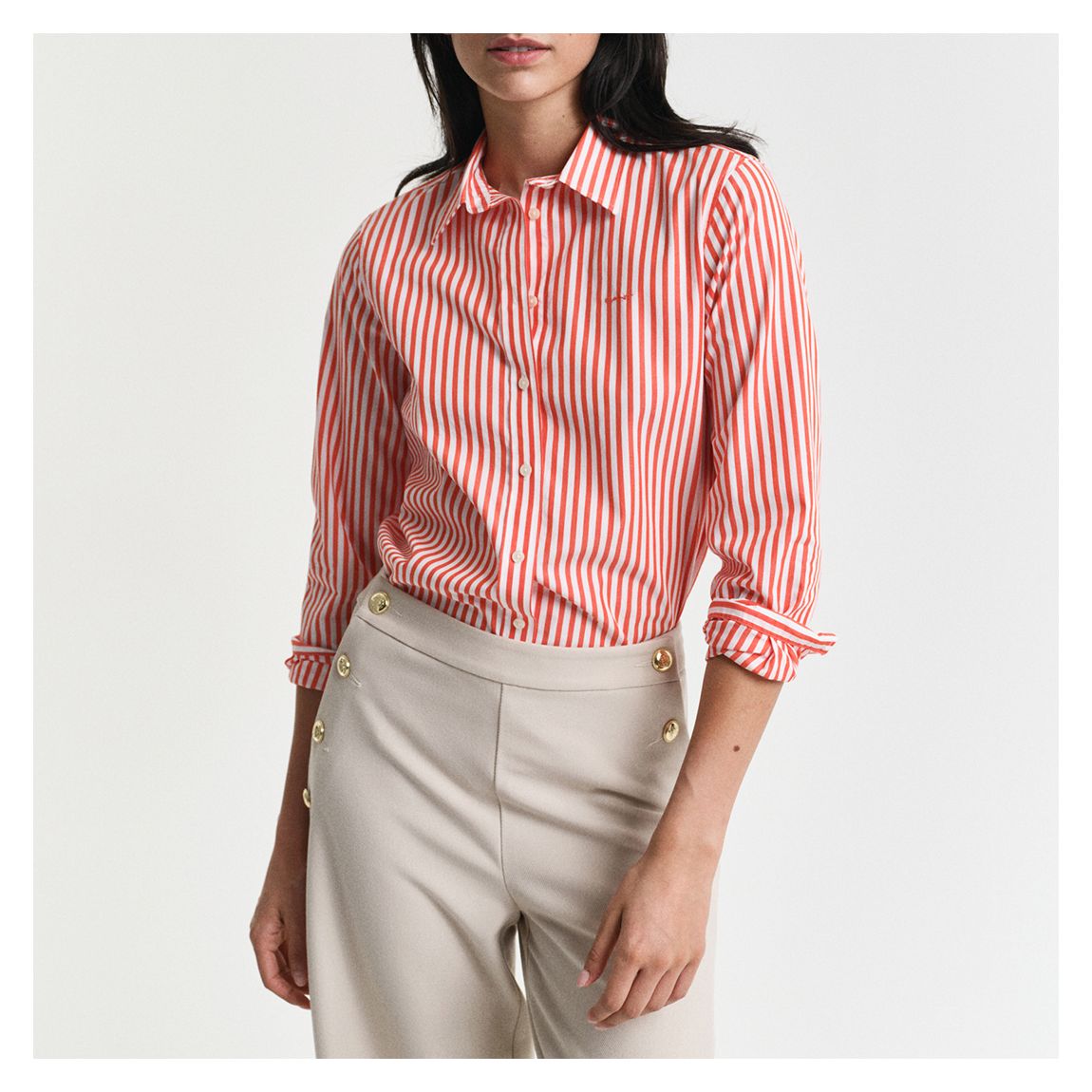 Red Classic Poplin Striped Cotton Shirt main product photo
