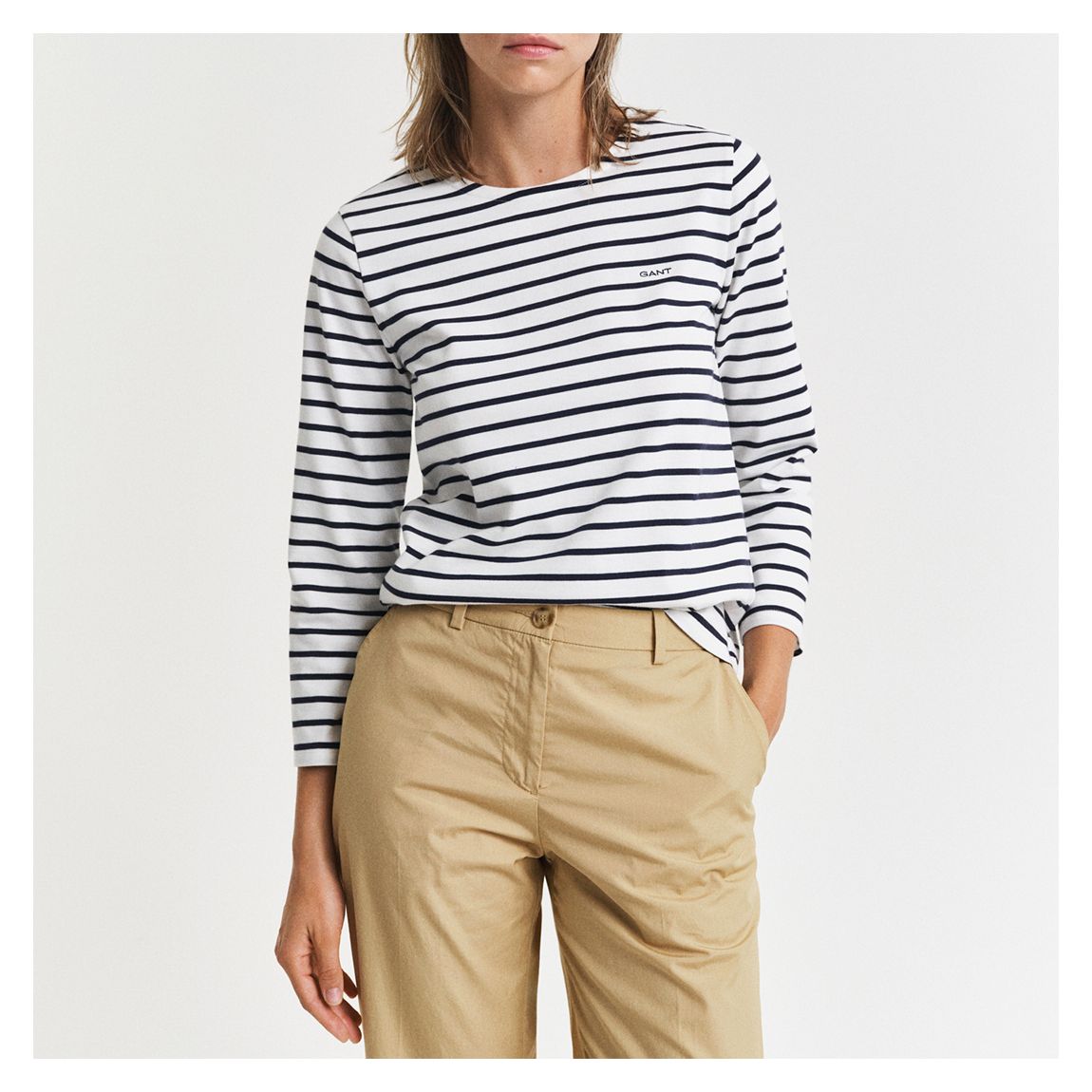 Navy Breton Crew Neck Cotton T-Shirt main product photo