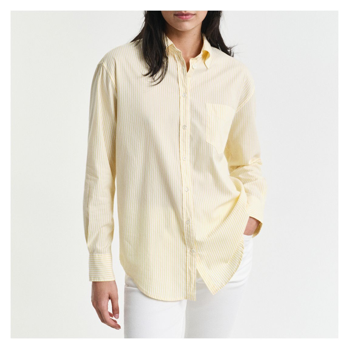 Yellow Luxury Oxford Striped Cotton Shirt main product photo