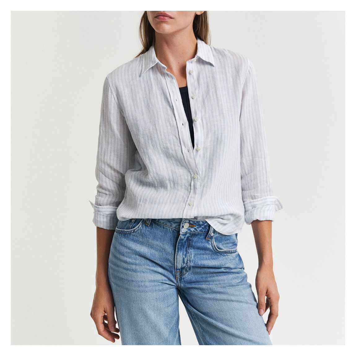Light Blue Linen Striped Shirt main product photo
