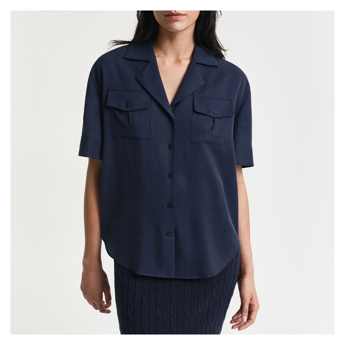 Navy Relaxed Pocket Short Sleeve Shirt main product photo