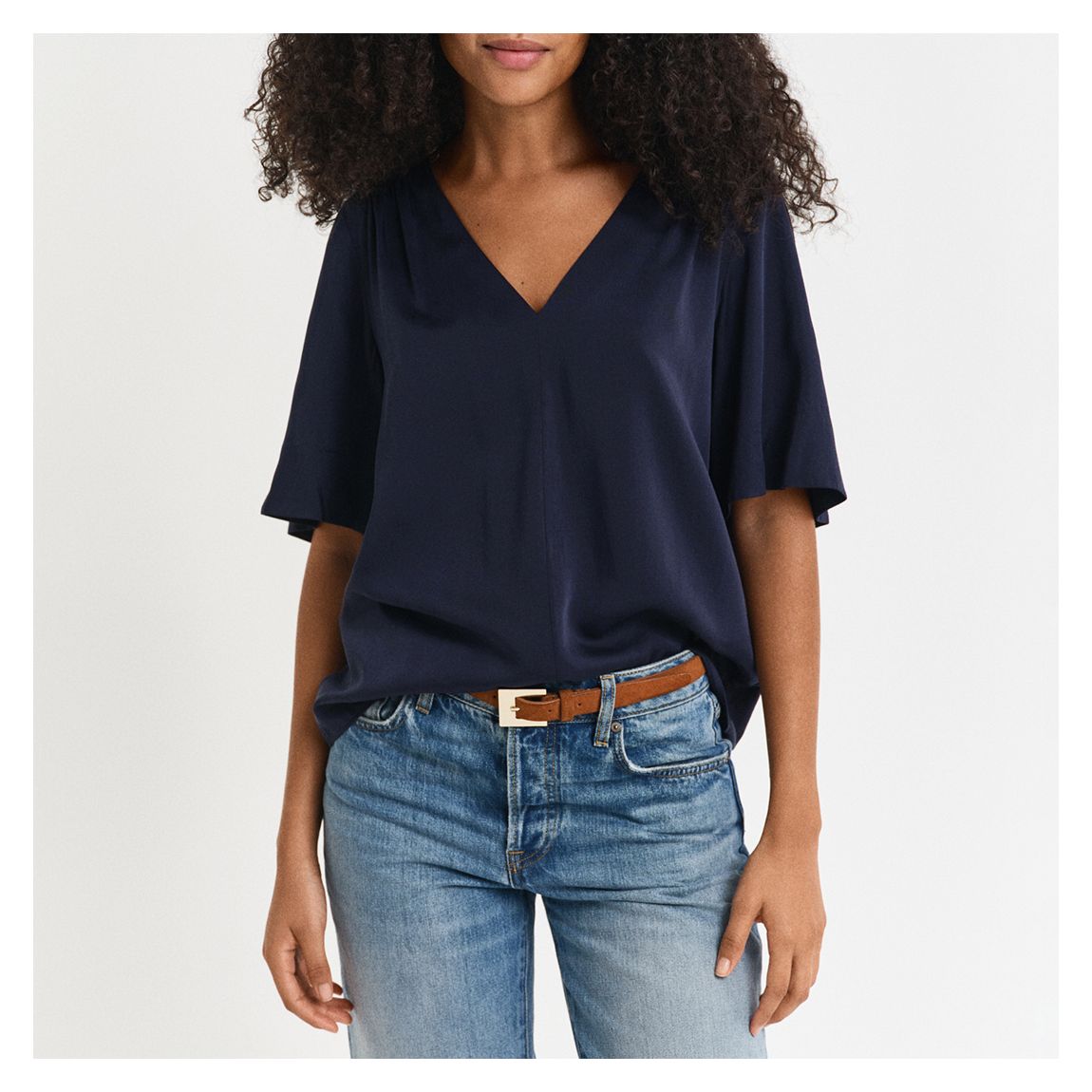 Navy Relaxed Short Sleeve Blouse main product photo
