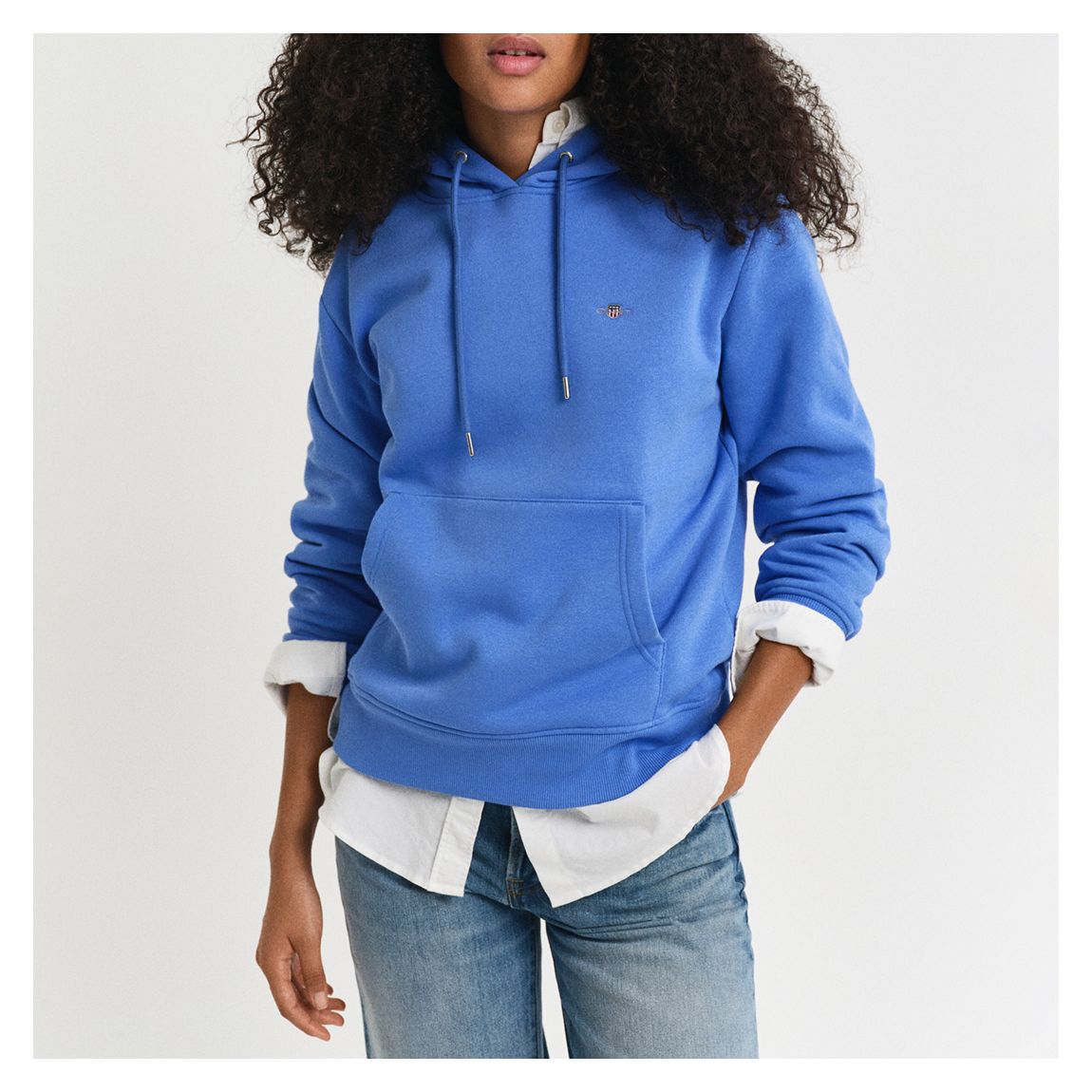 Blue Cotton Blend Shield Hoodie main product photo
