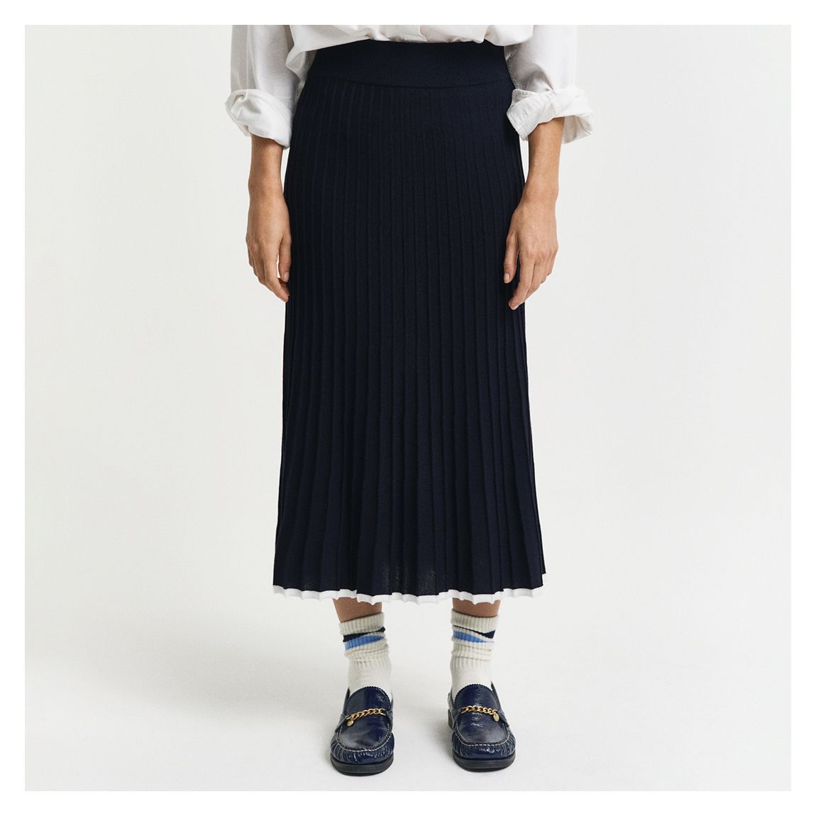 Black Contrast Knitted Midi Skirt main product photo