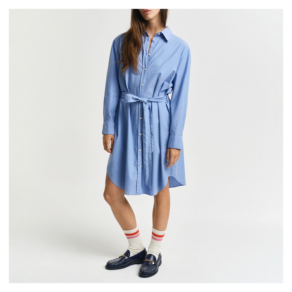 Blue Oxford Mini Shirt Dress main product photo