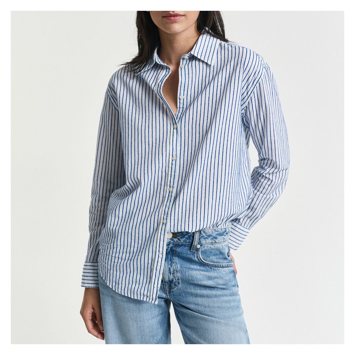 Blue Relaxed Textured Striped Shirt main product photo