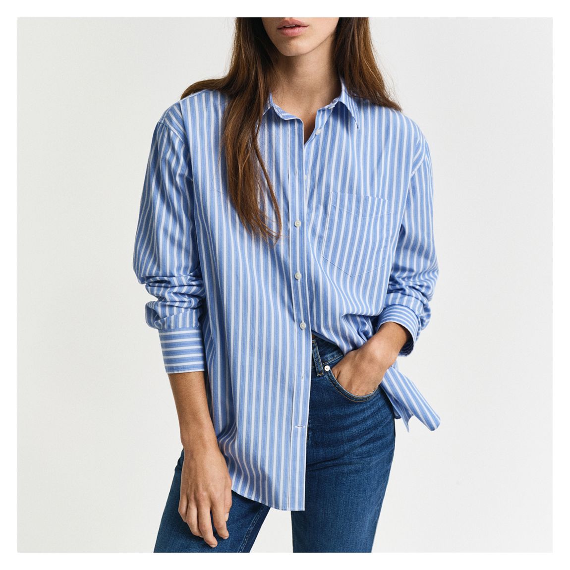 Blue Relaxed Classic Poplin Striped Shirt main product photo
