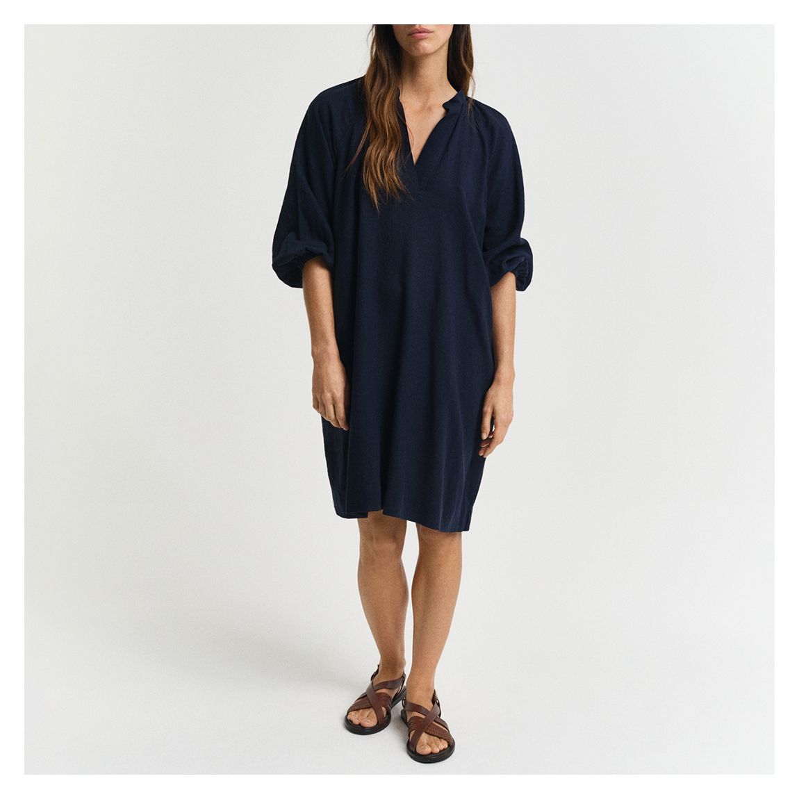 Black Linen Blend Smock Dress main product photo