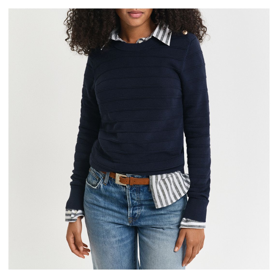 Navy Textured Cotton Jumper main product photo